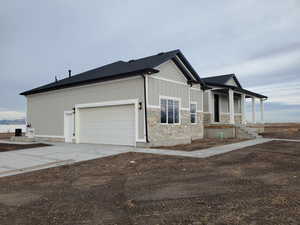 View of home's exterior featuring a garage