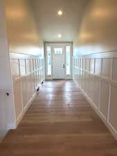 Interior space featuring dark hardwood / wood-style floors