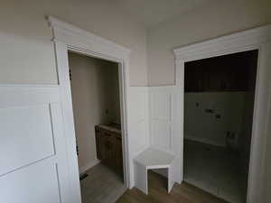 Mudroom featuring hardwood / wood-style floors