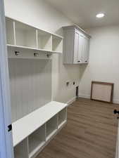 Mudroom featuring dark hardwood / wood-style flooring