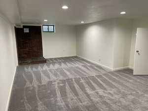 Basement with carpet floors