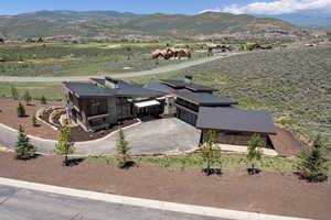 Aerial view featuring a mountain view