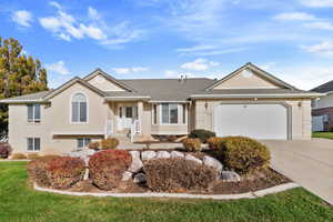 View of front of home with a garage