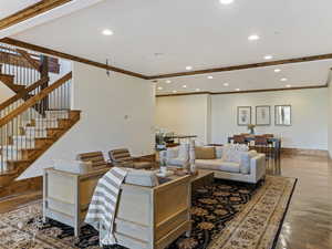 Living room with crown molding