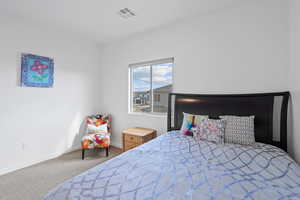 Bedroom with carpet floors