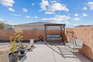 View of patio with a pergola