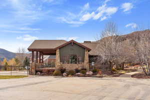 View of front of home featuring a mountain view