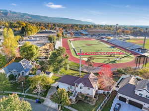 Drone / aerial view featuring a mountain view