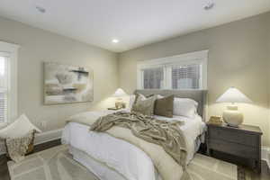 Bedroom featuring hardwood / wood-style flooring