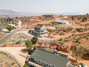 Drone / aerial view featuring a mountain view