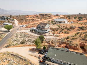 Aerial view featuring a mountain view