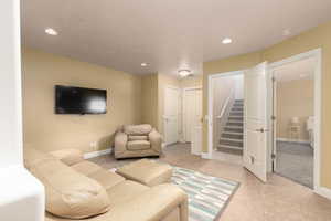 View of tiled living room