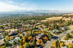 Drone / aerial view with a mountain view