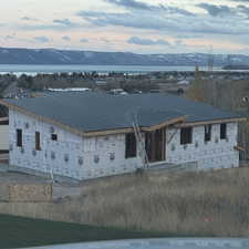 View of front of home with a mountain view