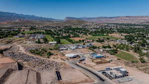 Bird's eye view with a mountain view