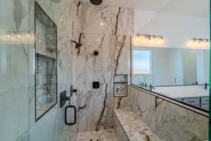 Bathroom with an enclosed shower