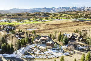 Aerial view featuring a mountain view