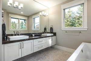 Bathroom featuring a bath and vanity