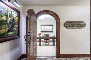 Interior space featuring light tile patterned floors