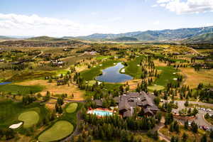 Aerial view featuring a mountain view