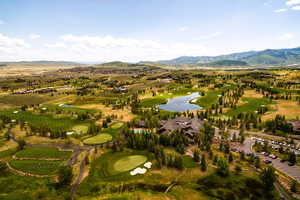 Drone / aerial view with a mountain view