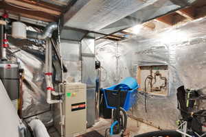 Utility room featuring water heater