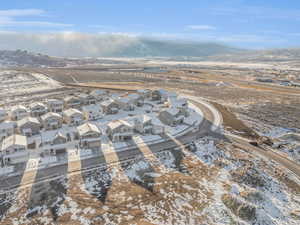 Birds eye view of property with a mountain view