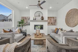 Living room with ceiling fan