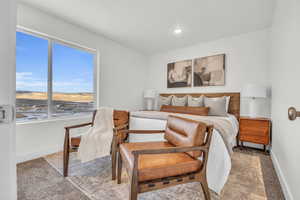 Bedroom with carpet floors