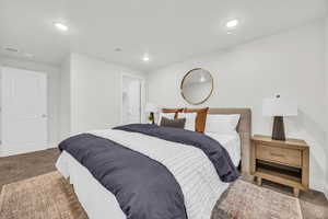 Bedroom with carpet floors