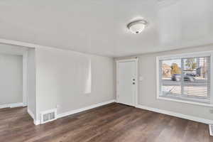 Entryway with dark hardwood / wood-style floors