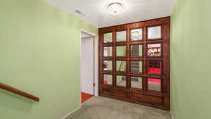 Basement Foyer entrance with carpet flooring