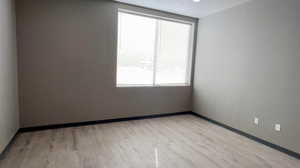 Spare room featuring light hardwood / wood-style flooring and a wealth of natural light