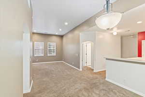 Living room view toward hall to second bedroom and bathroom