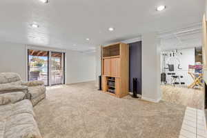 View of carpeted living room