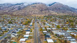 Drone / aerial view with a mountain view