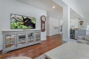 Living room featuring dark hardwood / wood-style floors