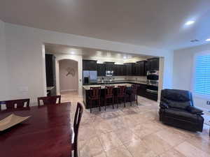 View of tiled dining area