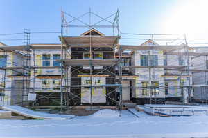 View of snow covered building