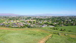 Aerial view featuring a mountain view