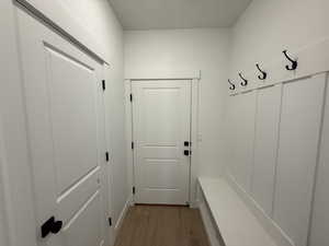 Mudroom featuring light hardwood / wood-style flooring