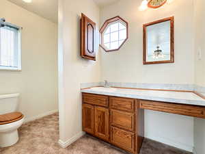 Master bathroom with toilet and vanity