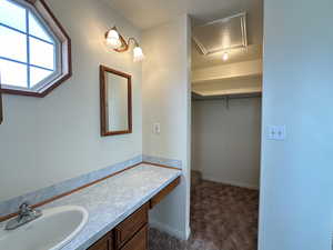 Master bath looking into closet