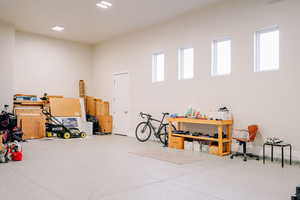 Garage with a workshop area