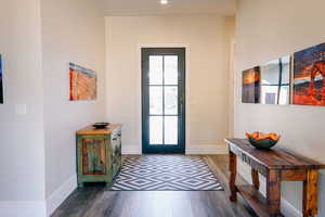 Foyer featuring dark hardwood / wood-style flooring