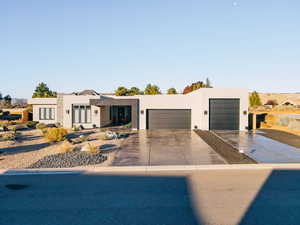 View of front of home with a garage