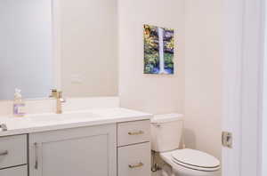 Bathroom featuring vanity and toilet