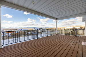 Deck featuring a mountain view