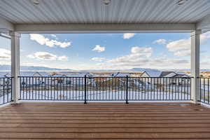 Deck featuring a mountain view