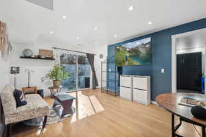 Living room featuring light wood-type flooring